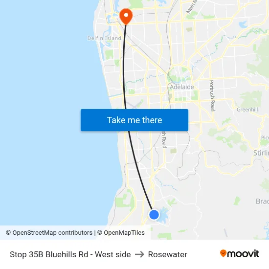Stop 35B Bluehills Rd - West side to Rosewater map