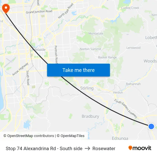 Stop 74 Alexandrina Rd - South side to Rosewater map