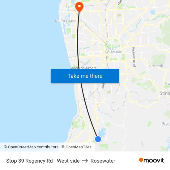 Stop 39 Regency Rd - West side to Rosewater map