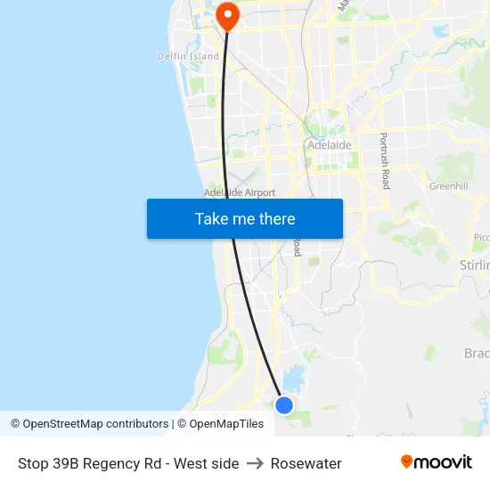 Stop 39B Regency Rd - West side to Rosewater map