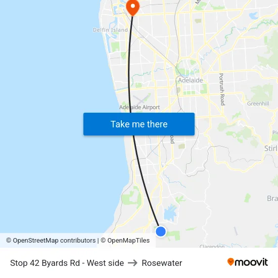 Stop 42 Byards Rd - West side to Rosewater map