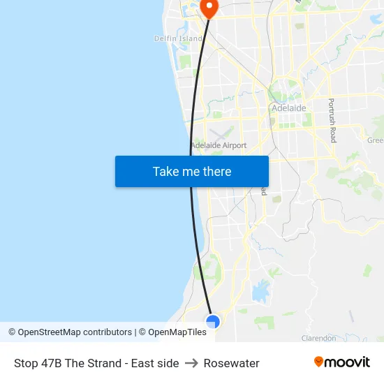 Stop 47B The Strand - East side to Rosewater map