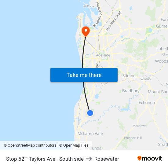 Stop 52T Taylors Ave - South side to Rosewater map