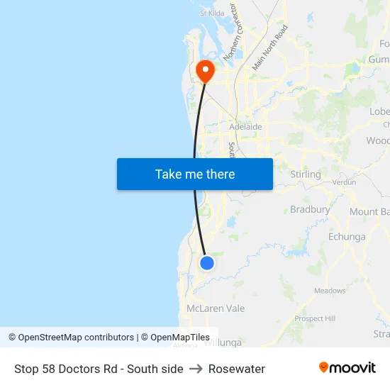 Stop 58 Doctors Rd - South side to Rosewater map