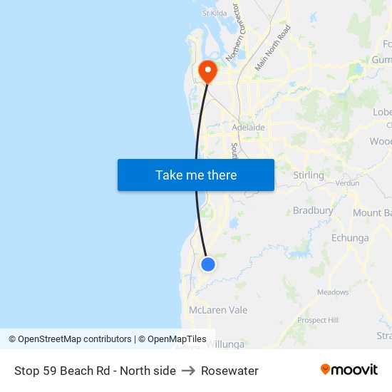 Stop 59 Beach Rd - North side to Rosewater map