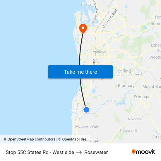 Stop 55C States Rd - West side to Rosewater map