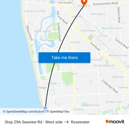 Stop 29A Seaview Rd - West side to Rosewater map