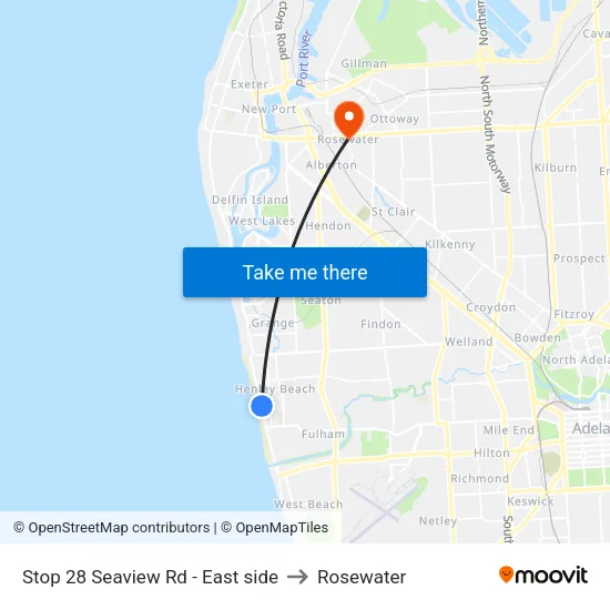 Stop 28 Seaview Rd - East side to Rosewater map