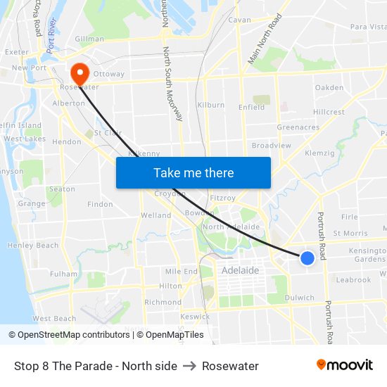 Stop 8 The Parade - North side to Rosewater map