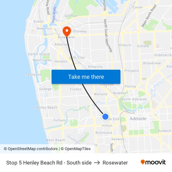 Stop 5 Henley Beach Rd - South side to Rosewater map