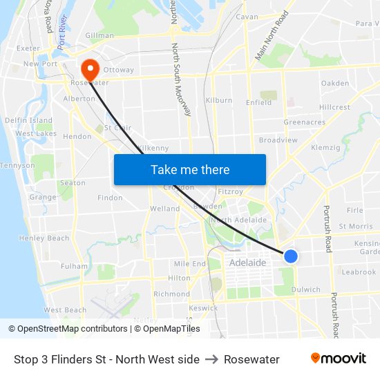 Stop 3 Flinders St - North West side to Rosewater map