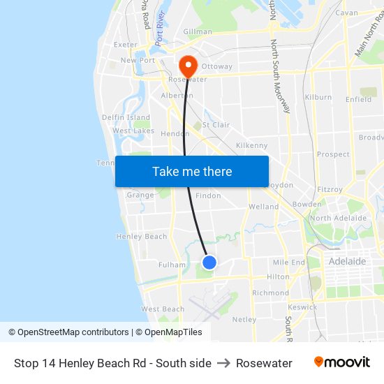 Stop 14 Henley Beach Rd - South side to Rosewater map