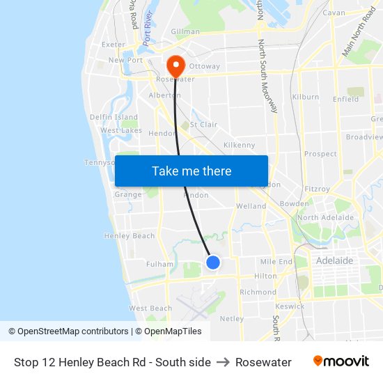 Stop 12 Henley Beach Rd - South side to Rosewater map