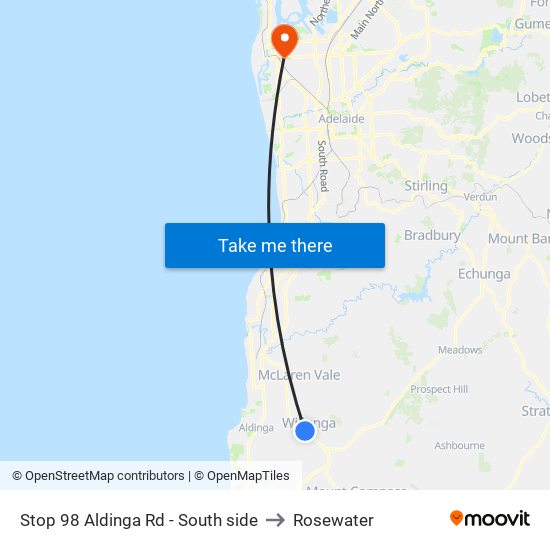 Stop 98 Aldinga Rd - South side to Rosewater map