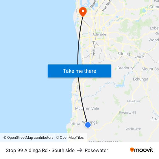 Stop 99 Aldinga Rd - South side to Rosewater map