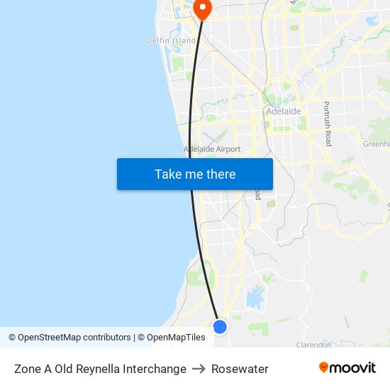 Zone A Old Reynella Interchange to Rosewater map