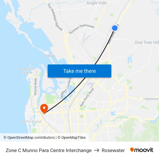 Zone C Munno Para Centre Interchange to Rosewater map