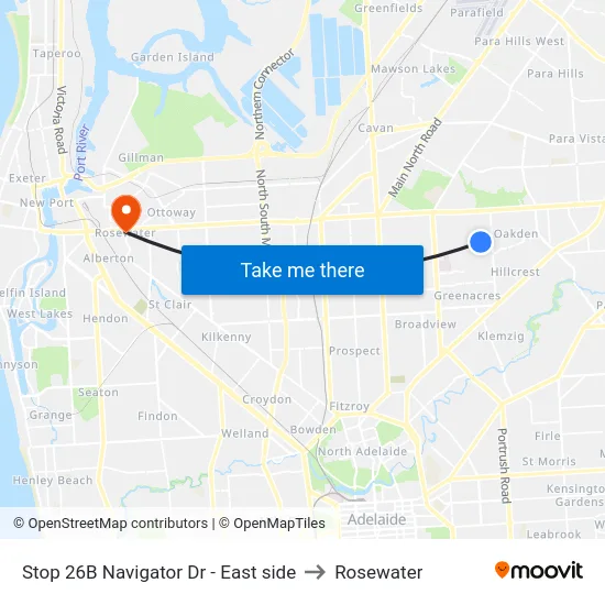 Stop 26B Navigator Dr - East side to Rosewater map
