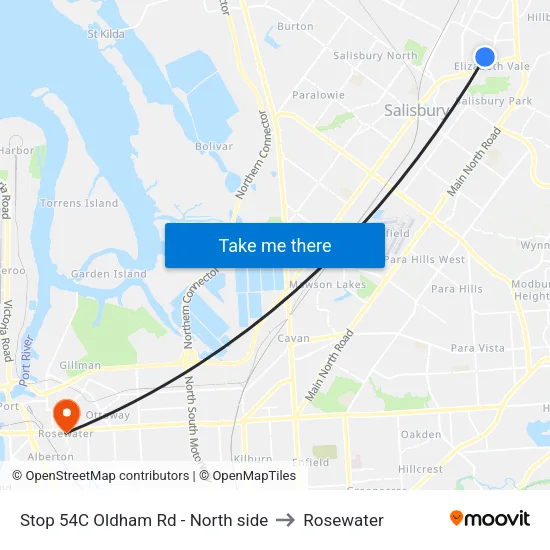 Stop 54C Oldham Rd - North side to Rosewater map