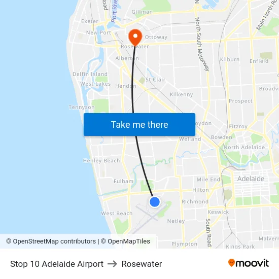 Stop 10 Adelaide Airport to Rosewater map