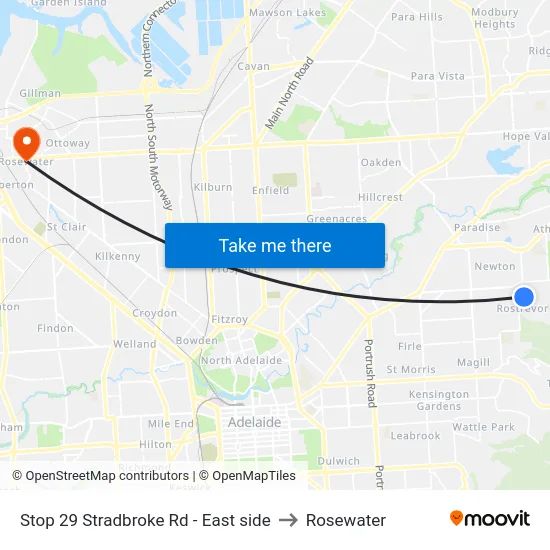 Stop 29 Stradbroke Rd - East side to Rosewater map