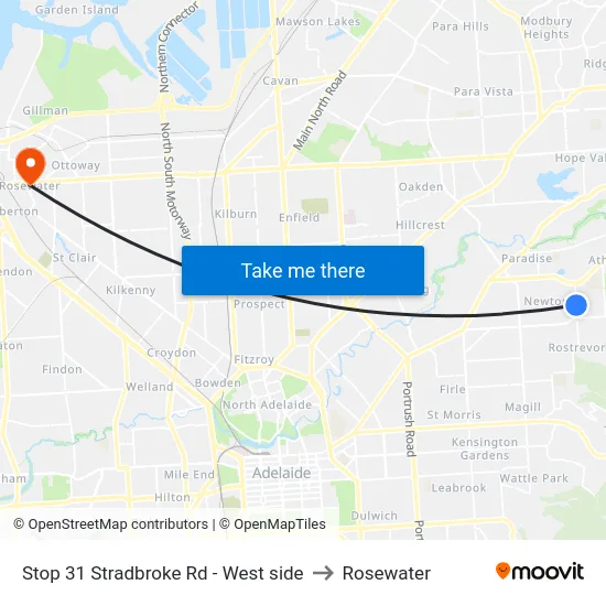 Stop 31 Stradbroke Rd - West side to Rosewater map