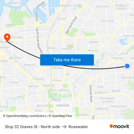 Stop 32 Graves St - North side to Rosewater map