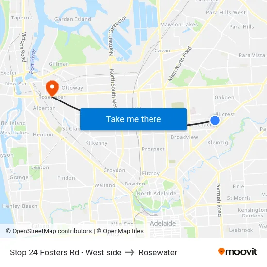 Stop 24 Fosters Rd - West side to Rosewater map