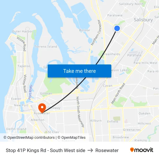 Stop 41P Kings Rd - South West side to Rosewater map