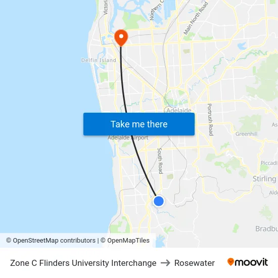Zone C Flinders University Interchange to Rosewater map