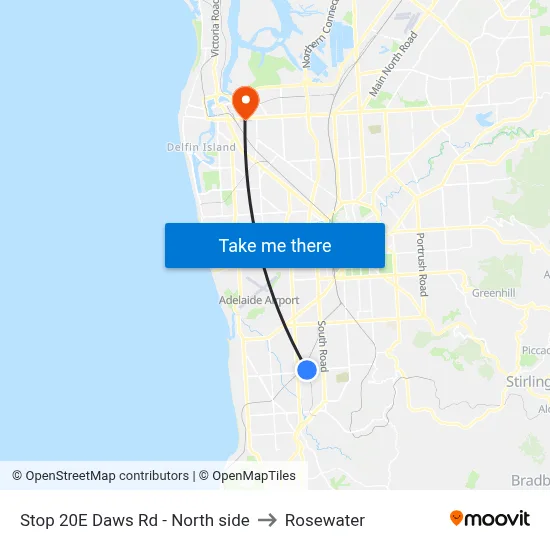 Stop 20E Daws Rd - North side to Rosewater map