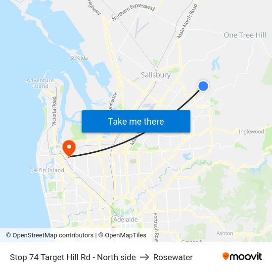 Stop 74 Target Hill Rd - North side to Rosewater map