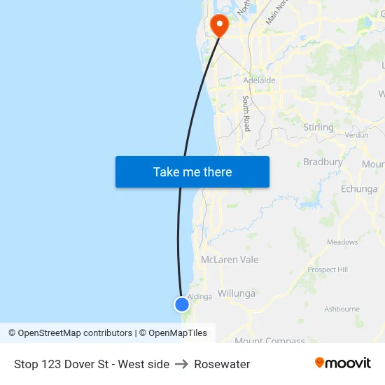Stop 123 Dover St - West side to Rosewater map