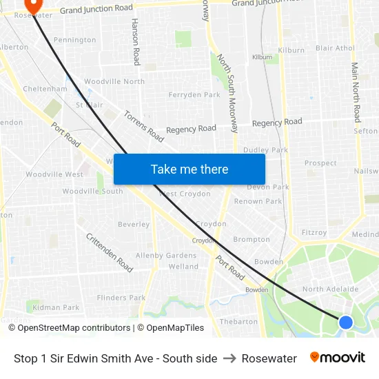 Stop 1 Sir Edwin Smith Ave - South side to Rosewater map