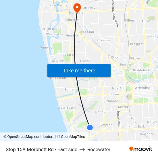 Stop 15A Morphett Rd - East side to Rosewater map