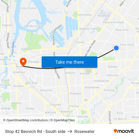 Stop 42 Beovich Rd - South side to Rosewater map
