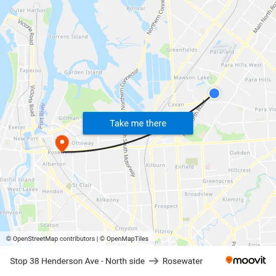 Stop 38 Henderson Ave - North side to Rosewater map