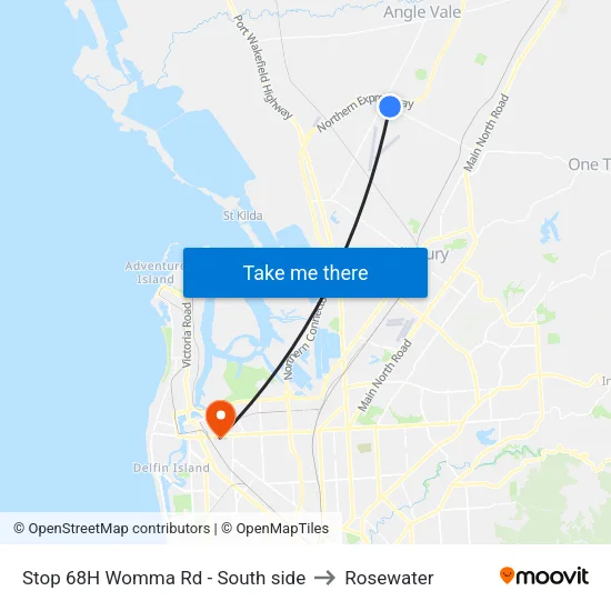 Stop 68H Womma Rd - South side to Rosewater map
