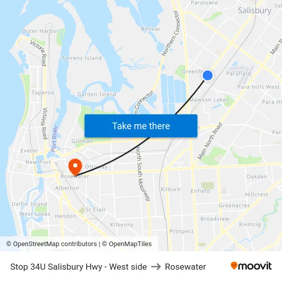 Stop 34U Salisbury Hwy - West side to Rosewater map