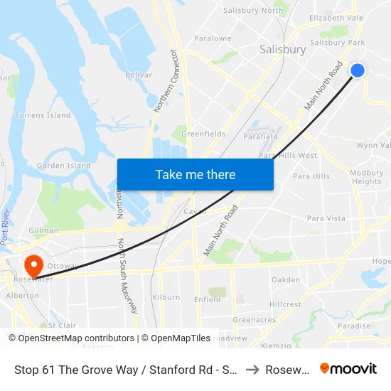 Stop 61 The Grove Way / Stanford Rd - South side to Rosewater map