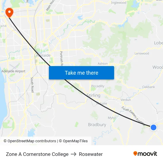 Zone A Cornerstone College to Rosewater map