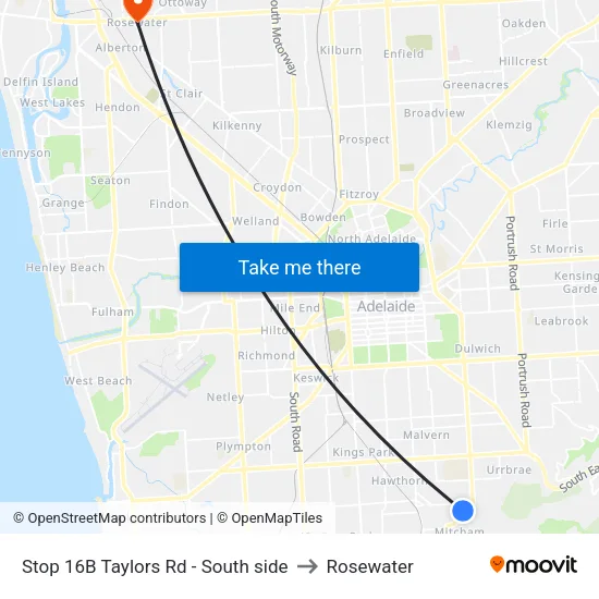 Stop 16B Taylors Rd - South side to Rosewater map