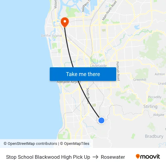 Stop School Blackwood High Pick Up to Rosewater map