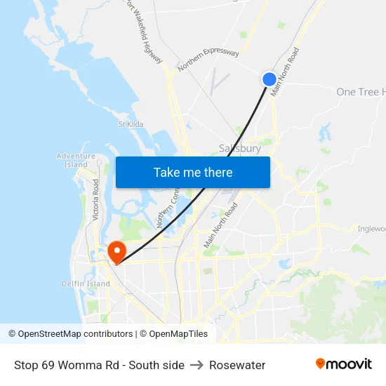 Stop 69 Womma Rd - South side to Rosewater map