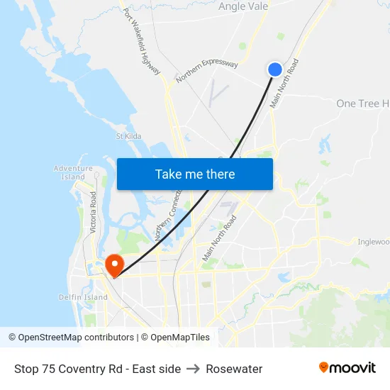 Stop 75 Coventry Rd - East side to Rosewater map