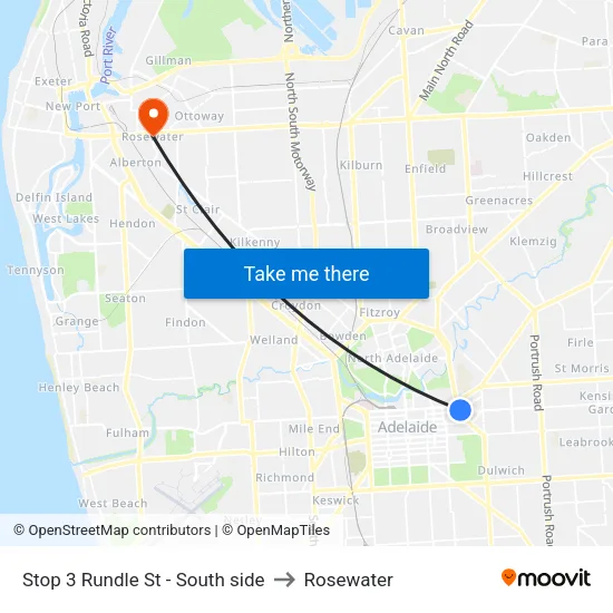 Stop 3 Rundle St - South side to Rosewater map