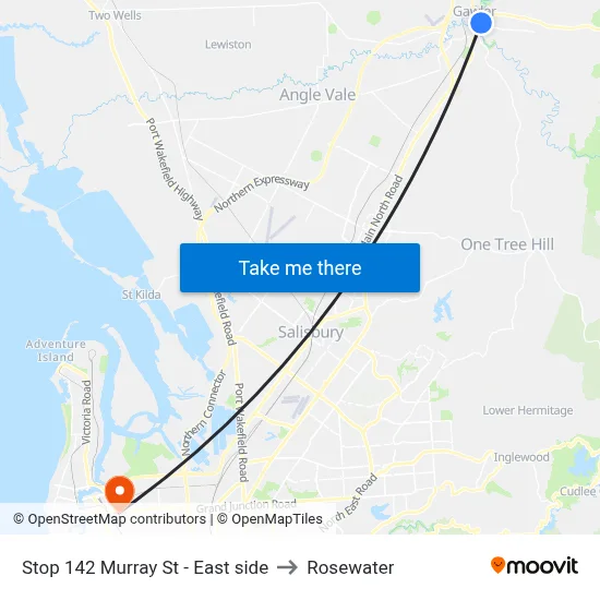 Stop 142 Murray St - East side to Rosewater map