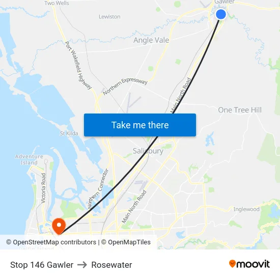 Stop 146 Gawler to Rosewater map