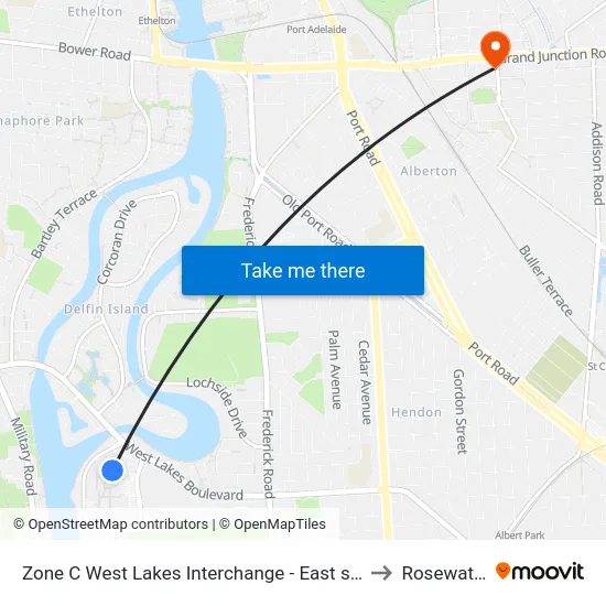 Zone C West Lakes Interchange - East side to Rosewater map