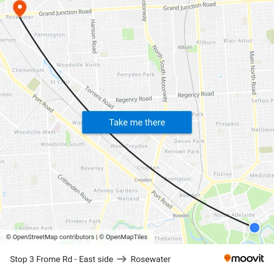 Stop 3 Frome Rd - East side to Rosewater map